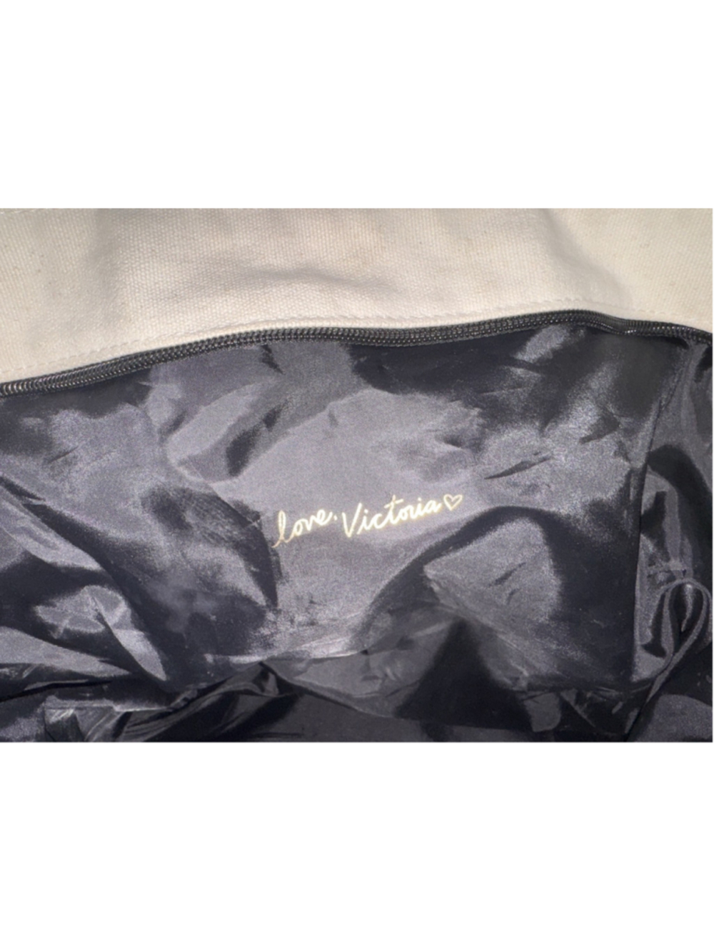 Victoria’s Secret Sparkle Carryall Canvas Tote Bag Weekender Gold Glitter Travel - Picture 8 of 13